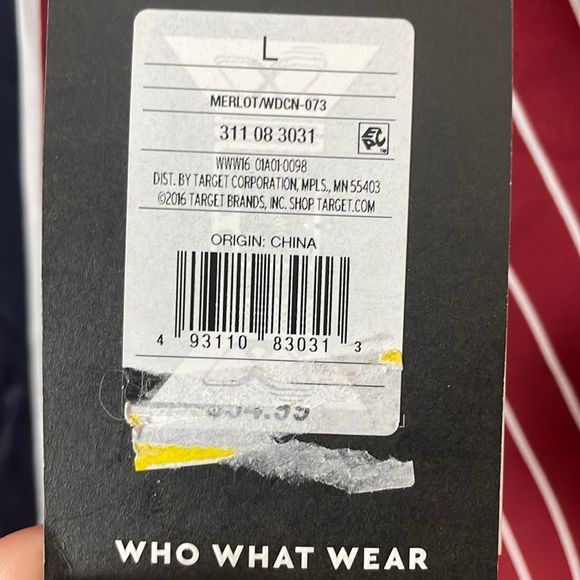 Who What Wear NWT merlot white navy striped asymmetrical hem long sleeve dress - Picture 11 of 16